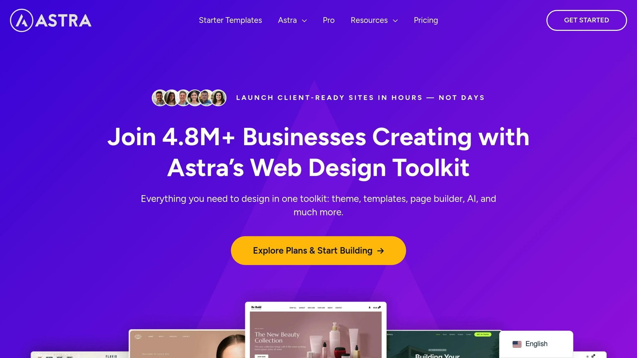 Screenshot of the Astra WordPress theme website