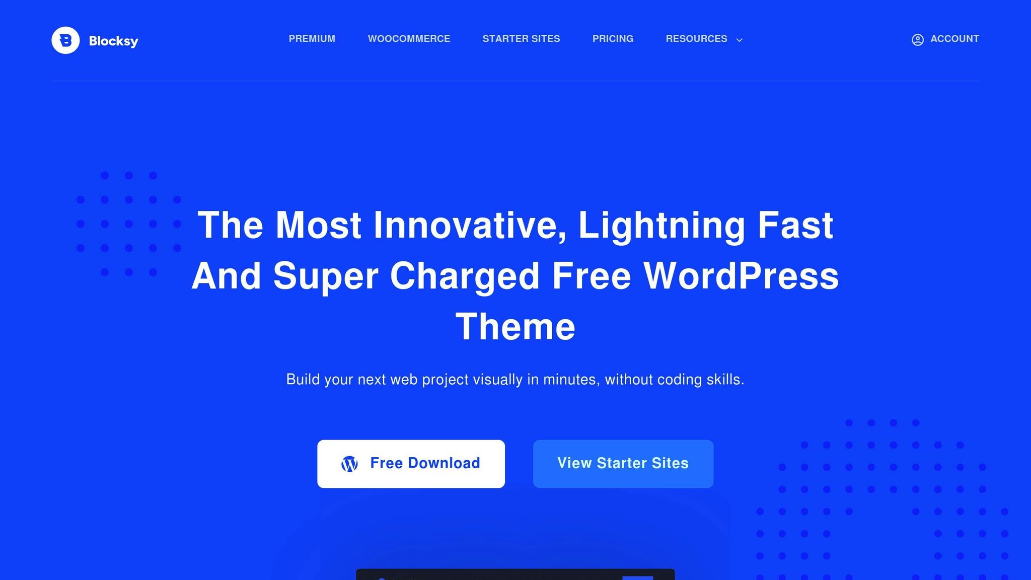 Screenshot of the Blocksy WordPress theme website